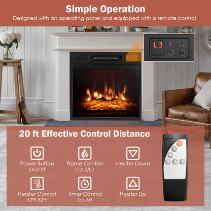 18 Inch Electric Fireplace Inserted with Adjustable LED Flame Fireplaces at Gallery Canada