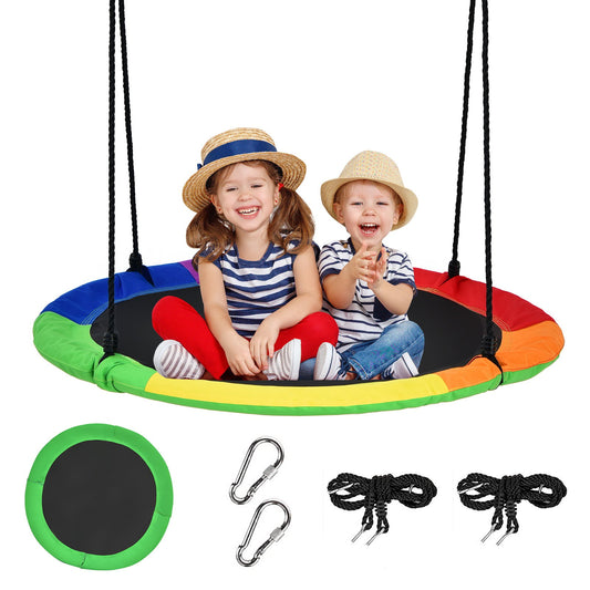40 Inch Flying Saucer Tree Swing with 2 Hanging Straps for Kids, Green