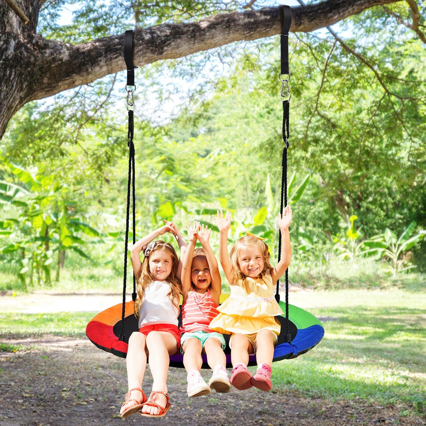 40 Inch Flying Saucer Tree Swing with 2 Hanging Straps for Kids, Camouflage - Gallery Canada