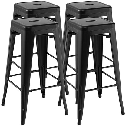 30 Inch Bar Stools Set of 4 with Square Seat and Handling Hole, Black Bar Stools Black at Gallery Canada