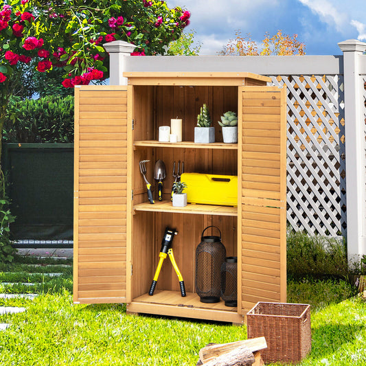 Outdoor Wooden Garden Tool Storage Cabinet, Natural - Gallery Canada