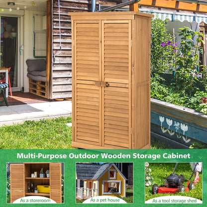 Outdoor Wooden Garden Tool Storage Cabinet, Natural - Gallery Canada