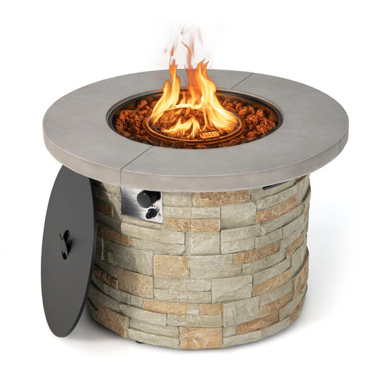 36 Inch Propane Gas Fire Pit Table with Lava Rock and PVC cover, Gray - Gallery Canada