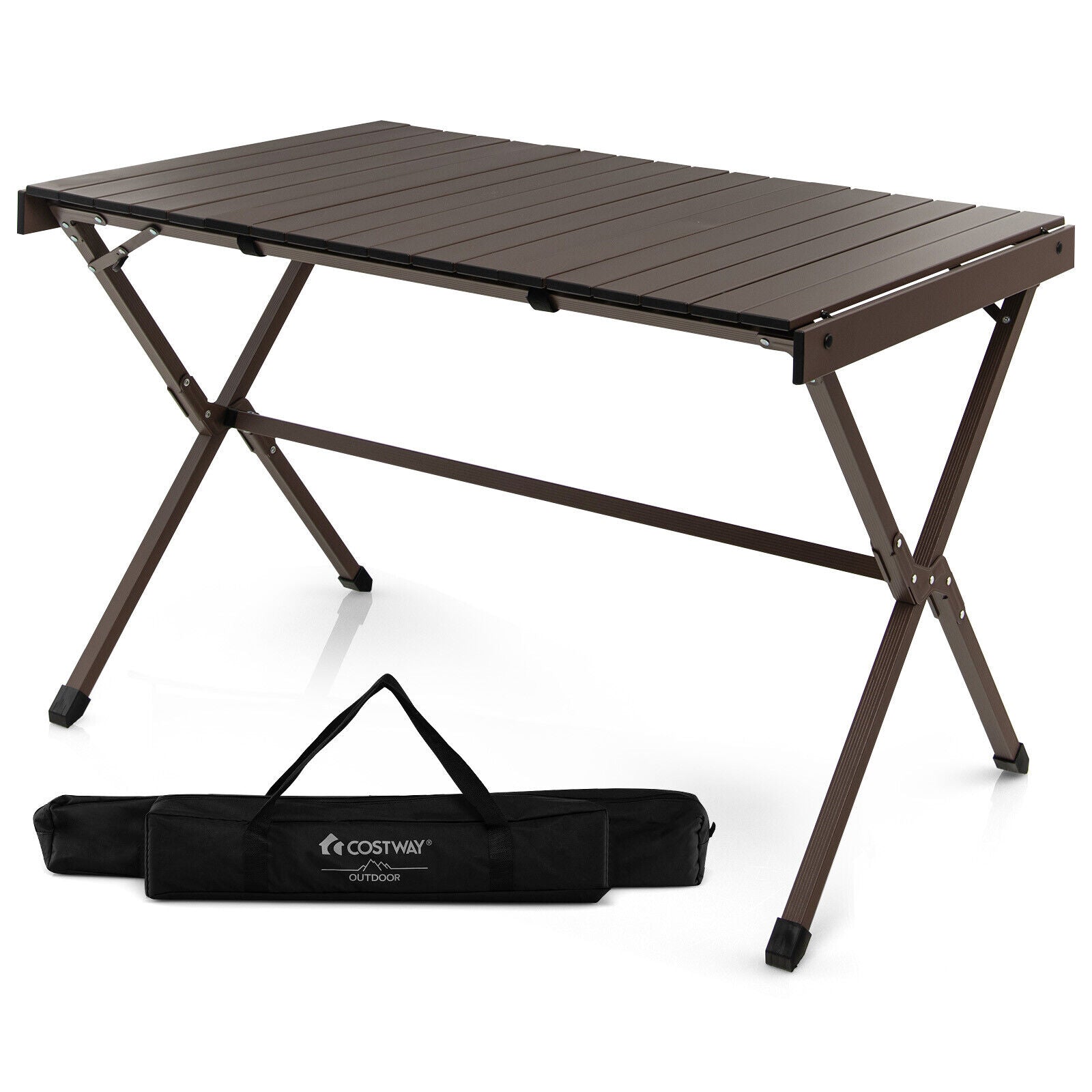 4-6 Person Portable Aluminum Camping Table with Carrying Bag, Brown Camping Furniture at Gallery Canada