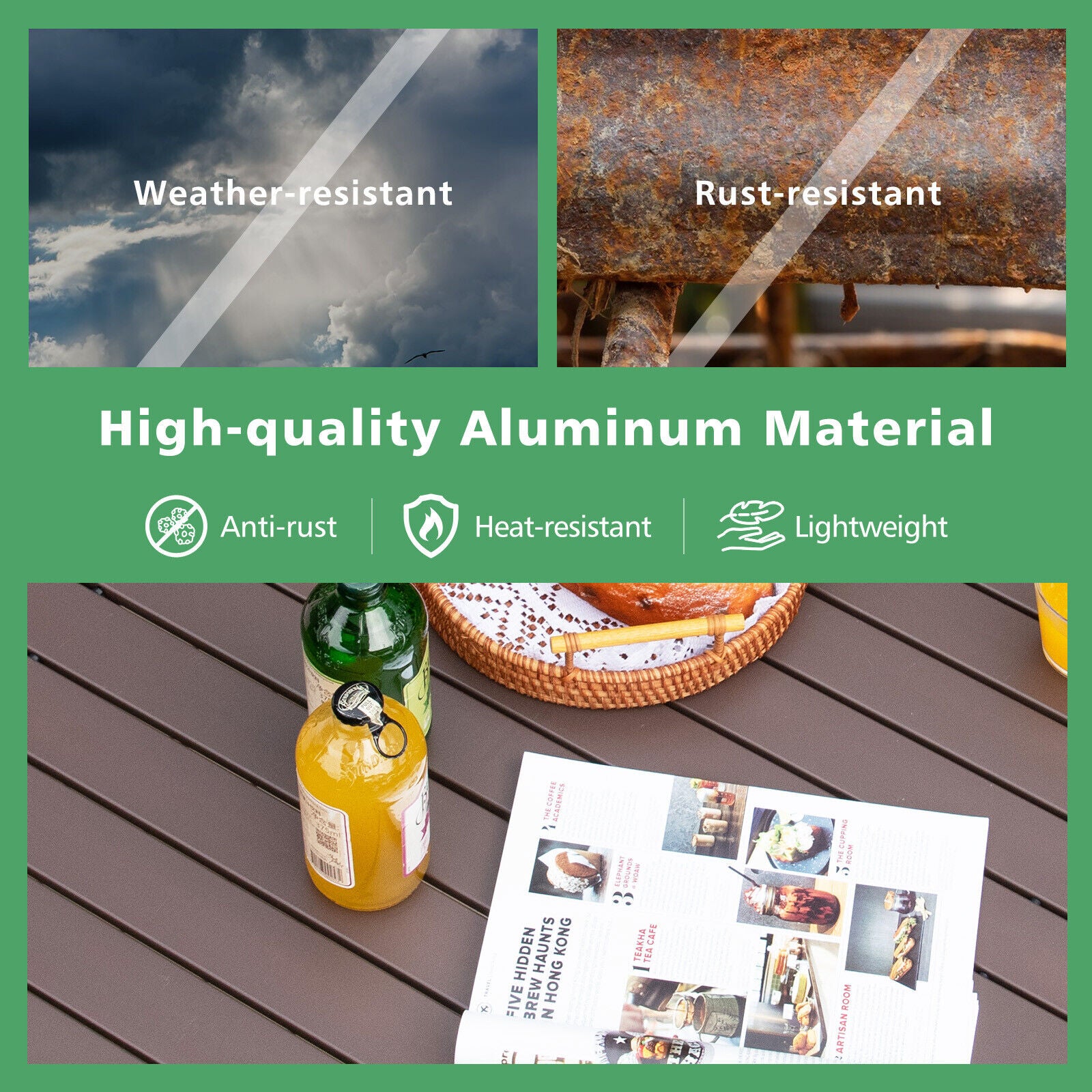 4-6 Person Portable Aluminum Camping Table with Carrying Bag, Brown Camping Furniture at Gallery Canada