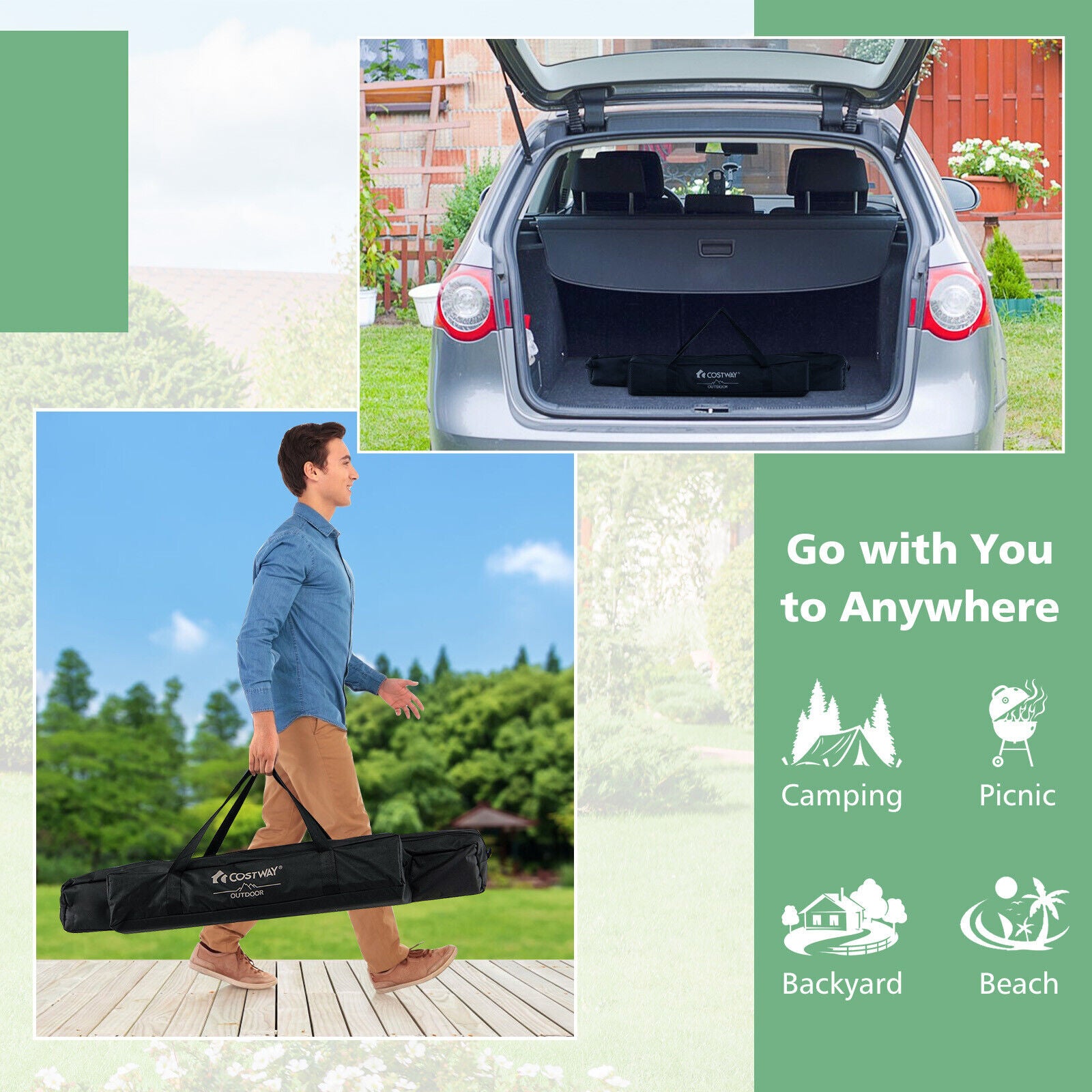 4-6 Person Portable Aluminum Camping Table with Carrying Bag, Brown Camping Furniture at Gallery Canada