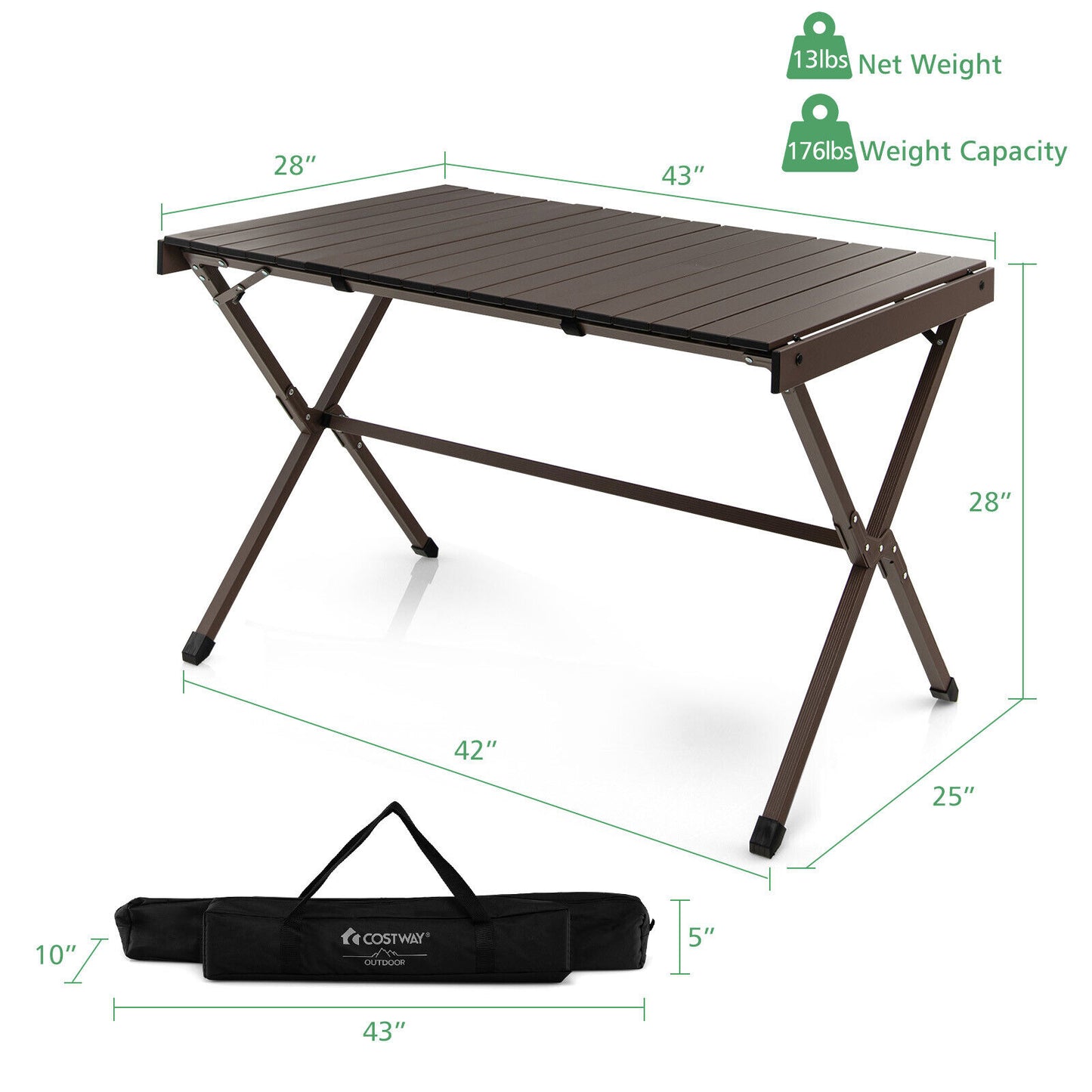 4-6 Person Portable Aluminum Camping Table with Carrying Bag, Brown Camping Furniture at Gallery Canada