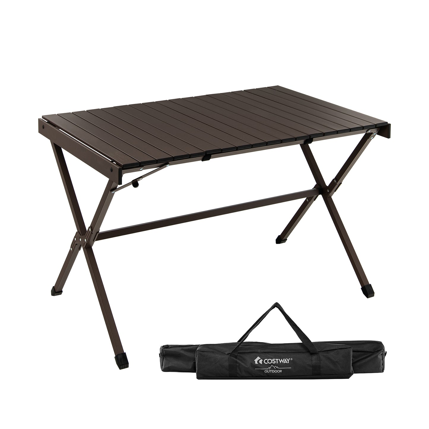 4-6 Person Portable Aluminum Camping Table with Carrying Bag, Brown Camping Furniture Brown at Gallery Canada