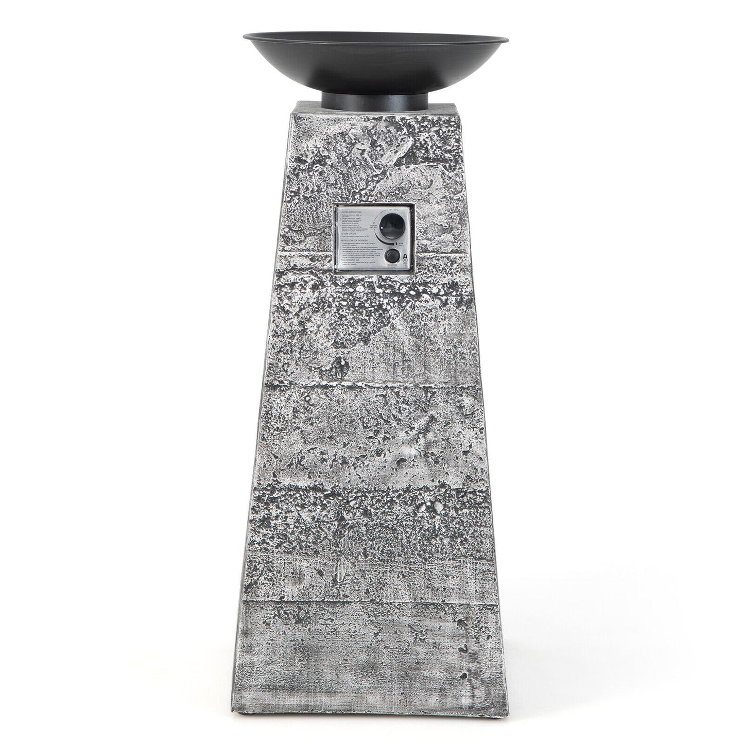 48 Inch Propane Fire Bowl Column, Lava Rocks, PVC Cover, Gray Fire Pits at Gallery Canada