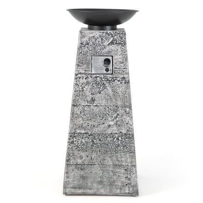 48 Inch Propane Fire Bowl Column, Lava Rocks, PVC Cover, Gray Fire Pits at Gallery Canada