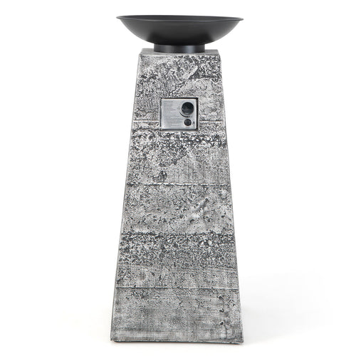 48 Inch Propane Fire Bowl Column with Lava Rocks and PVC Cover, Gray