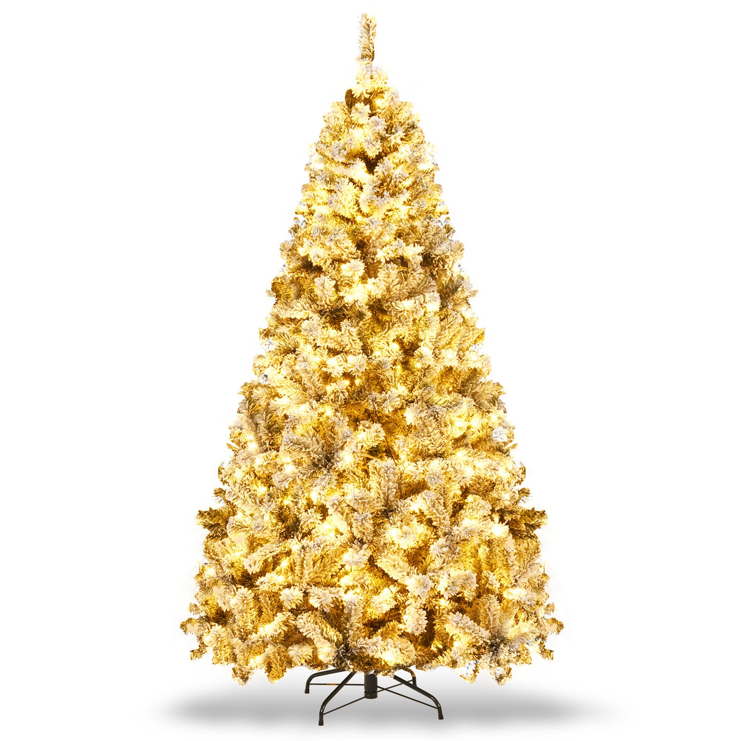 Pre-Lit Premium Snow Flocked Hinged Artificial Christmas Tree-6 ft, White Christmas Tree at Gallery Canada