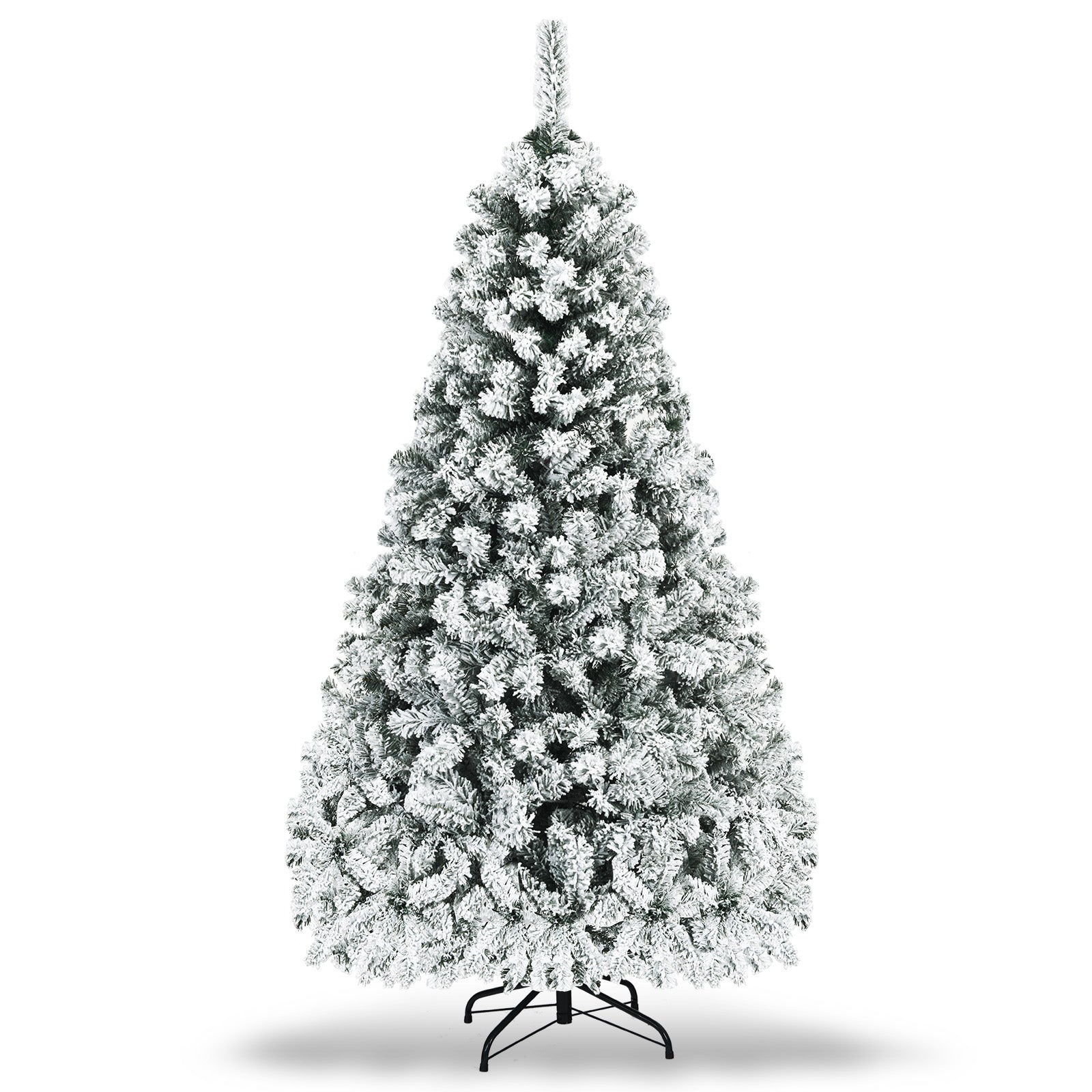 Pre-Lit Premium Snow Flocked Hinged Artificial Christmas Tree-6 ft, White Christmas Tree at Gallery Canada