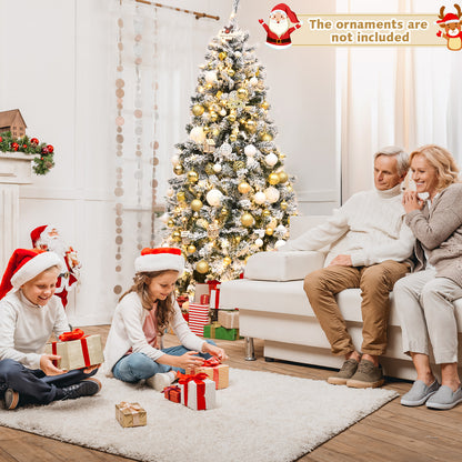 Pre-Lit Premium Snow Flocked Hinged Artificial Christmas Tree-6 ft, White Christmas Tree at Gallery Canada