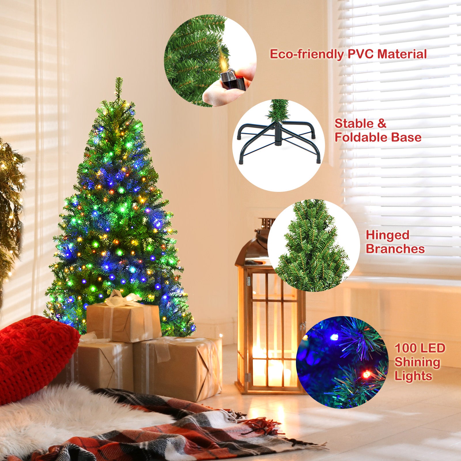 Artificial Hinged Christmas Tree, 4 ft, Green Christmas Tree at Gallery Canada
