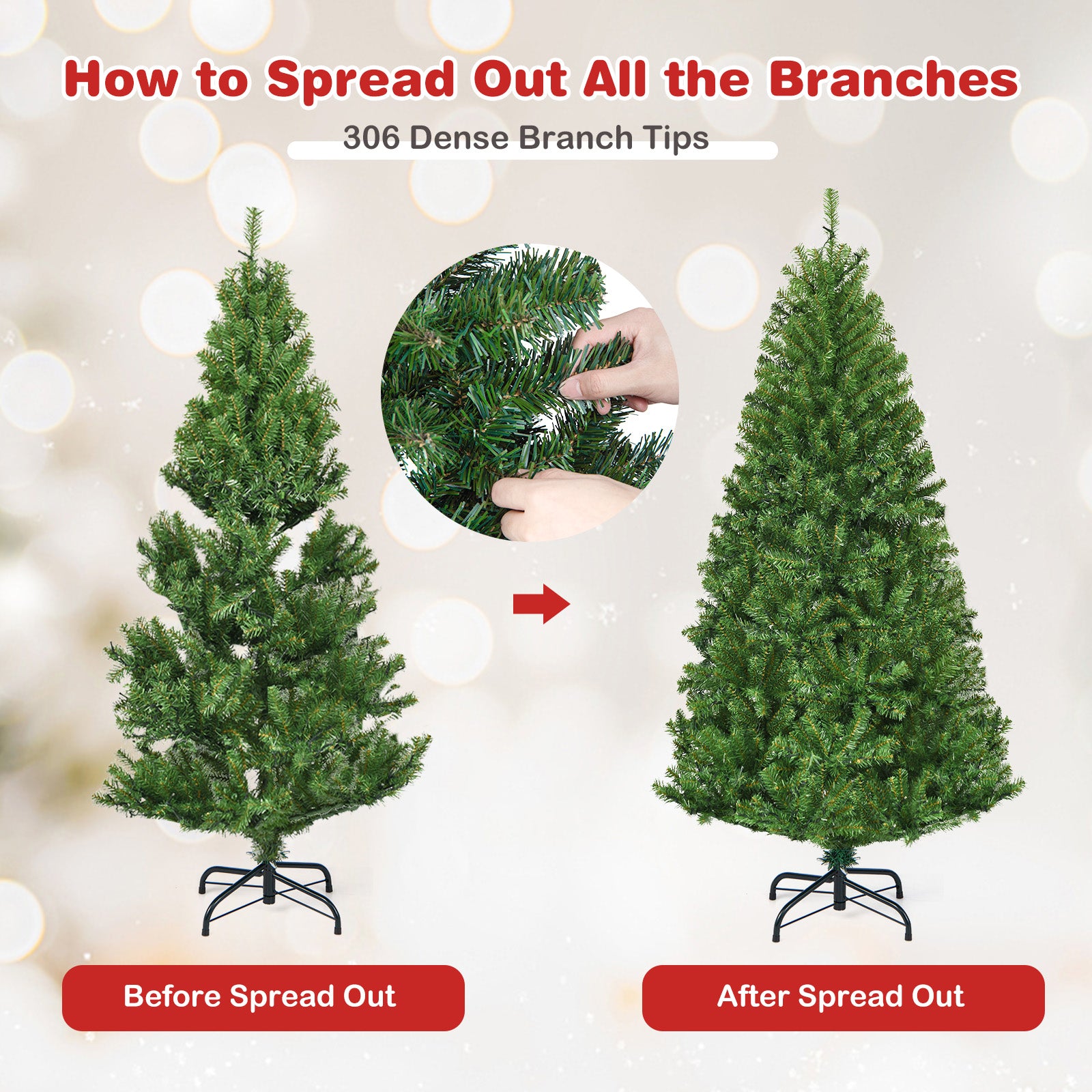 Artificial Hinged Christmas Tree, 4 ft, Green Christmas Tree at Gallery Canada