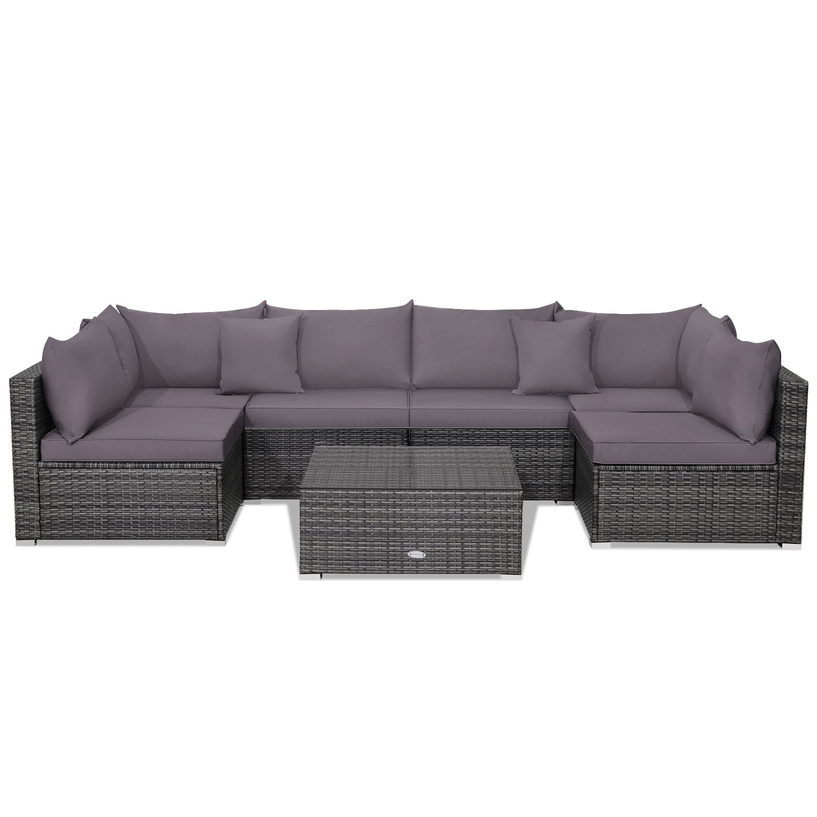 7-Piece Patio Rattan Furniture Set, Sectional Sofa, Gray Outdoor Sectionals at Gallery Canada