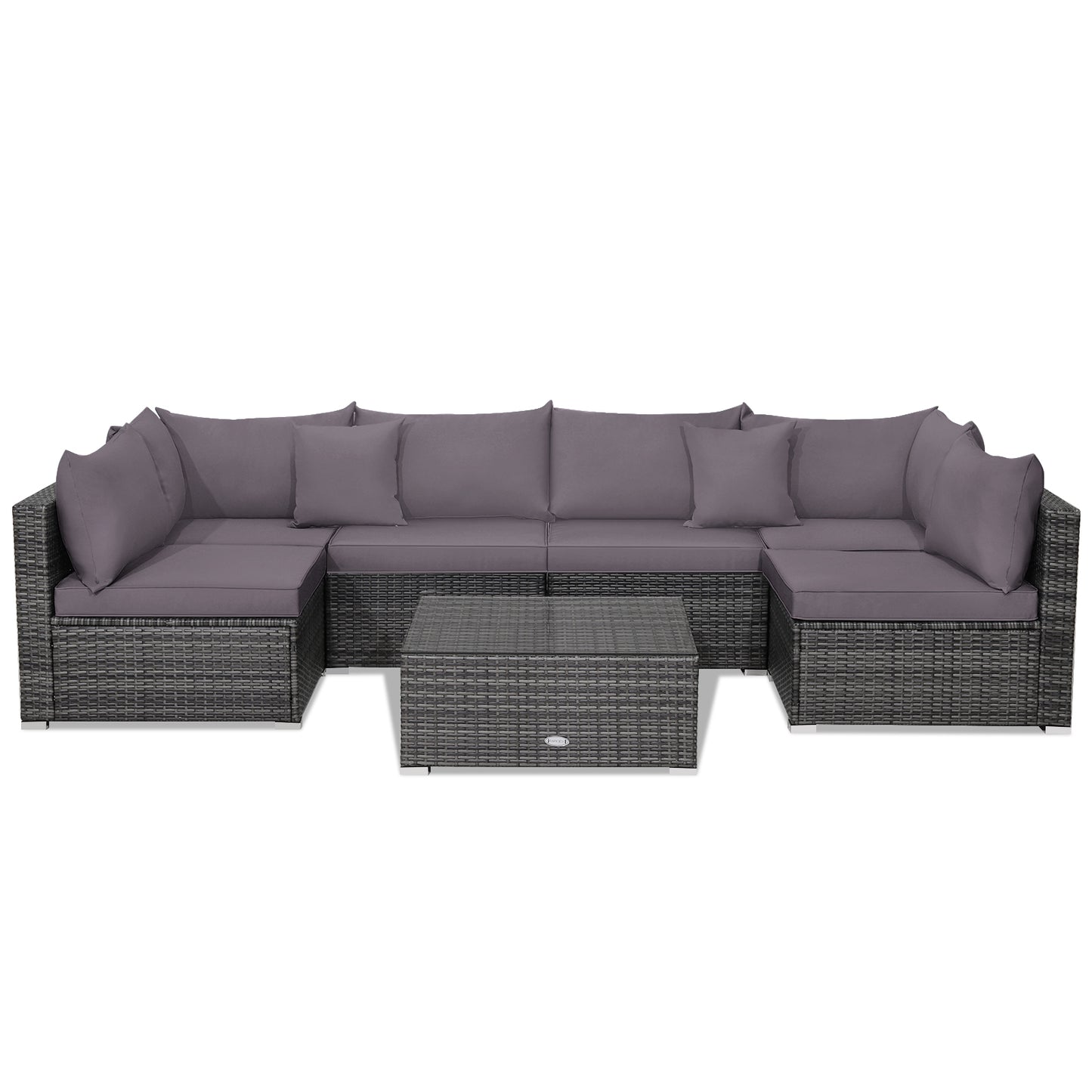 7-Piece Patio Rattan Furniture Set, Sectional Sofa, Gray Outdoor Sectionals Gray at Gallery Canada