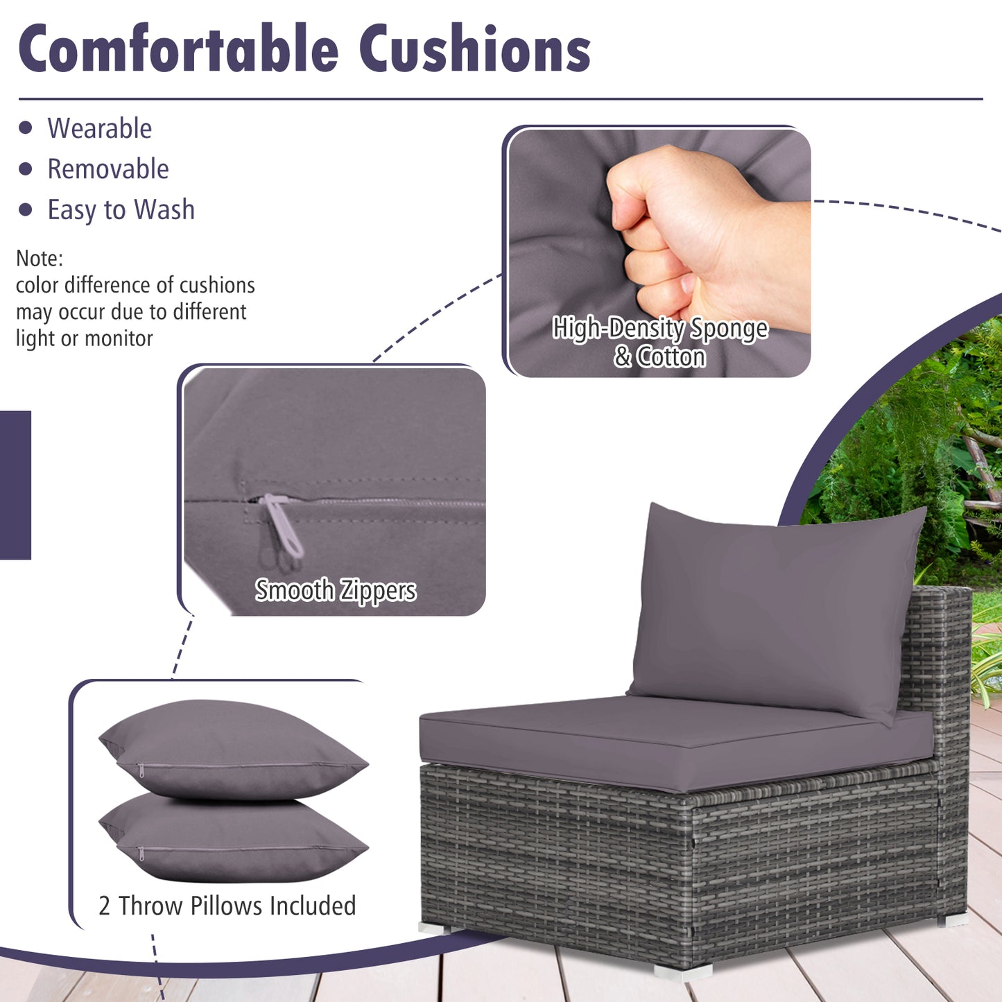 7-Piece Patio Rattan Furniture Set, Sectional Sofa, Gray Outdoor Sectionals at Gallery Canada