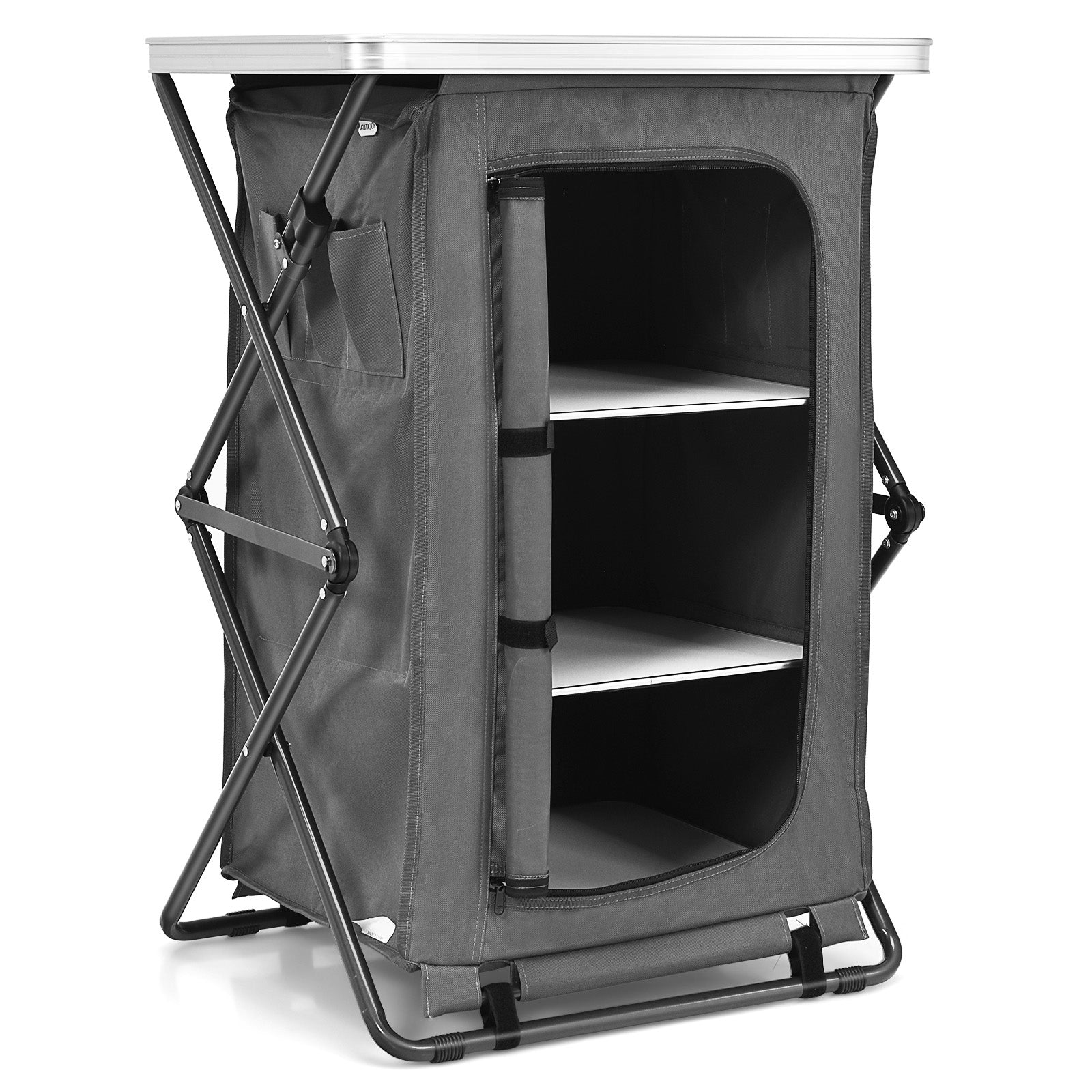 Folding Pop-Up Cupupboard, Compact Camping Storage Cabinet, M, Gray Camping Furniture at Gallery Canada