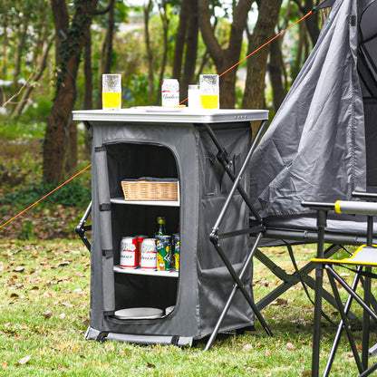 Folding Pop-Up Cupupboard, Compact Camping Storage Cabinet, M, Gray Camping Furniture at Gallery Canada