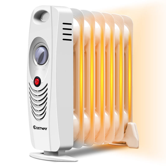 700 W Portable Mini Electric Oil-Filled Radiator Heater, White at Gallery Canada