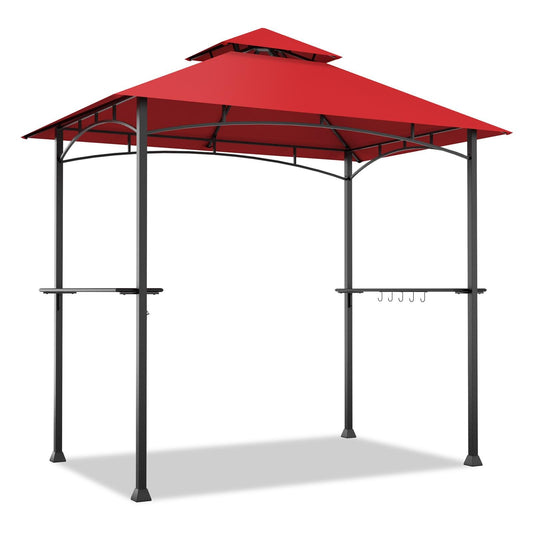 8 x 5 Feet Outdoor Barbecue Grill Gazebo Canopy Tent BBQ Shelter, Dark Red - Gallery Canada
