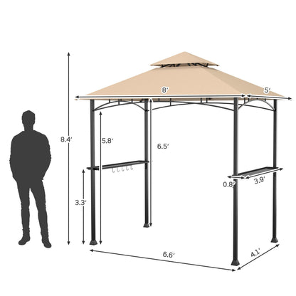 8 x 5 Feet Outdoor Barbecue Grill Gazebo Canopy Tent BBQ Shelter , Beige - Gallery Canada