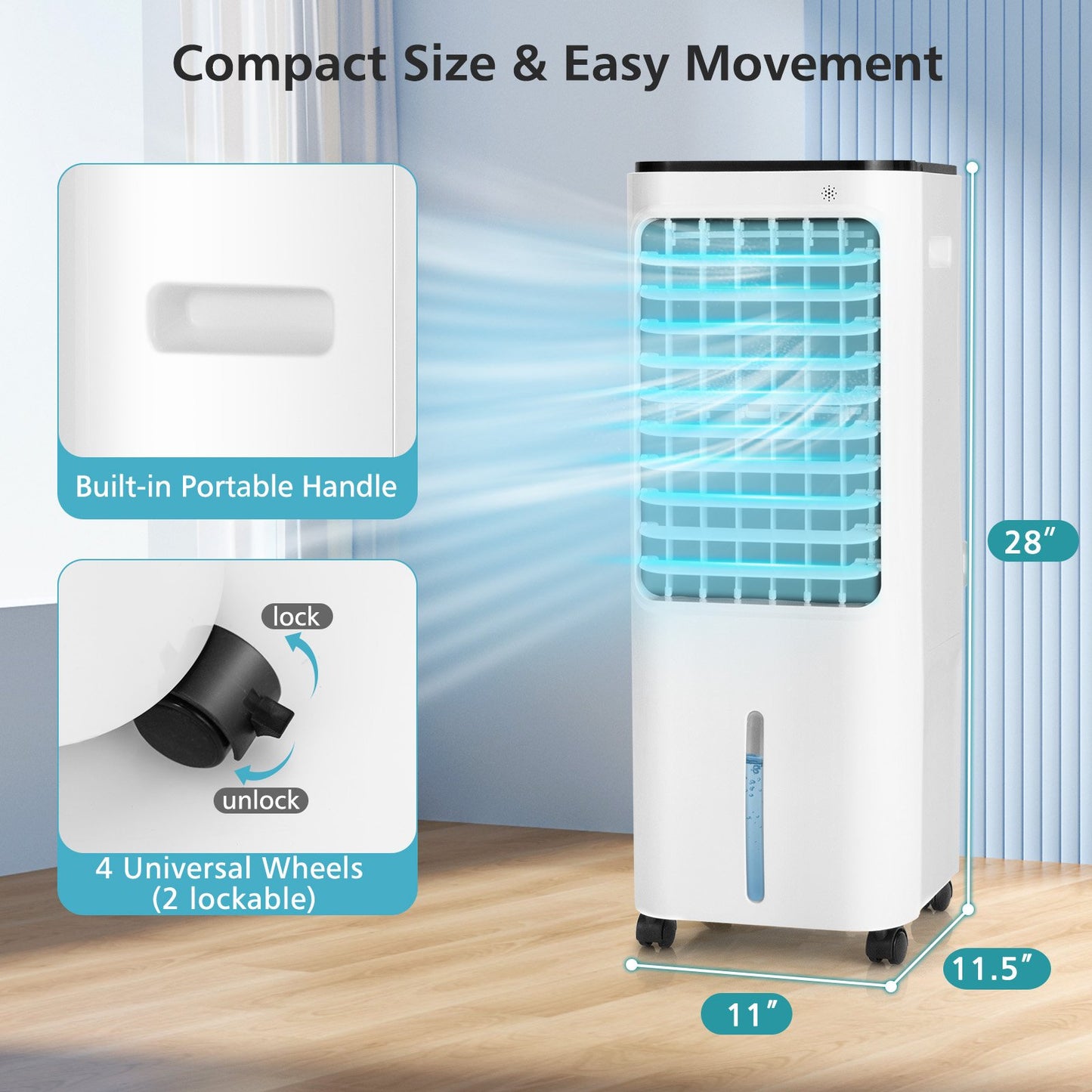 4-in-1 Evaporative Air Cooler with 12L Water Tank and 4 Ice Boxes, White at Gallery Canada