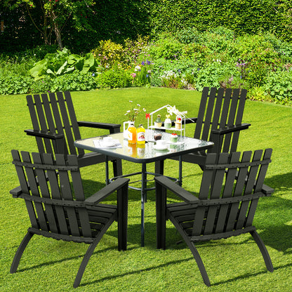 Outdoor Durable Patio Acacia Wood Adirondack Lounge Armchair, Black Adirondack Chairs at Gallery Canada