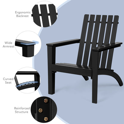 Outdoor Durable Patio Acacia Wood Adirondack Lounge Armchair, Black Adirondack Chairs at Gallery Canada