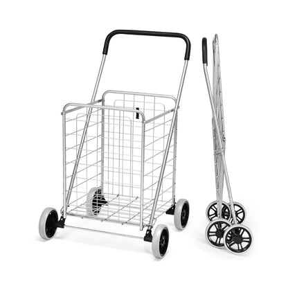 Portable Folding Shopping Cart Utility for Grocery Laundry, Silver - Gallery Canada