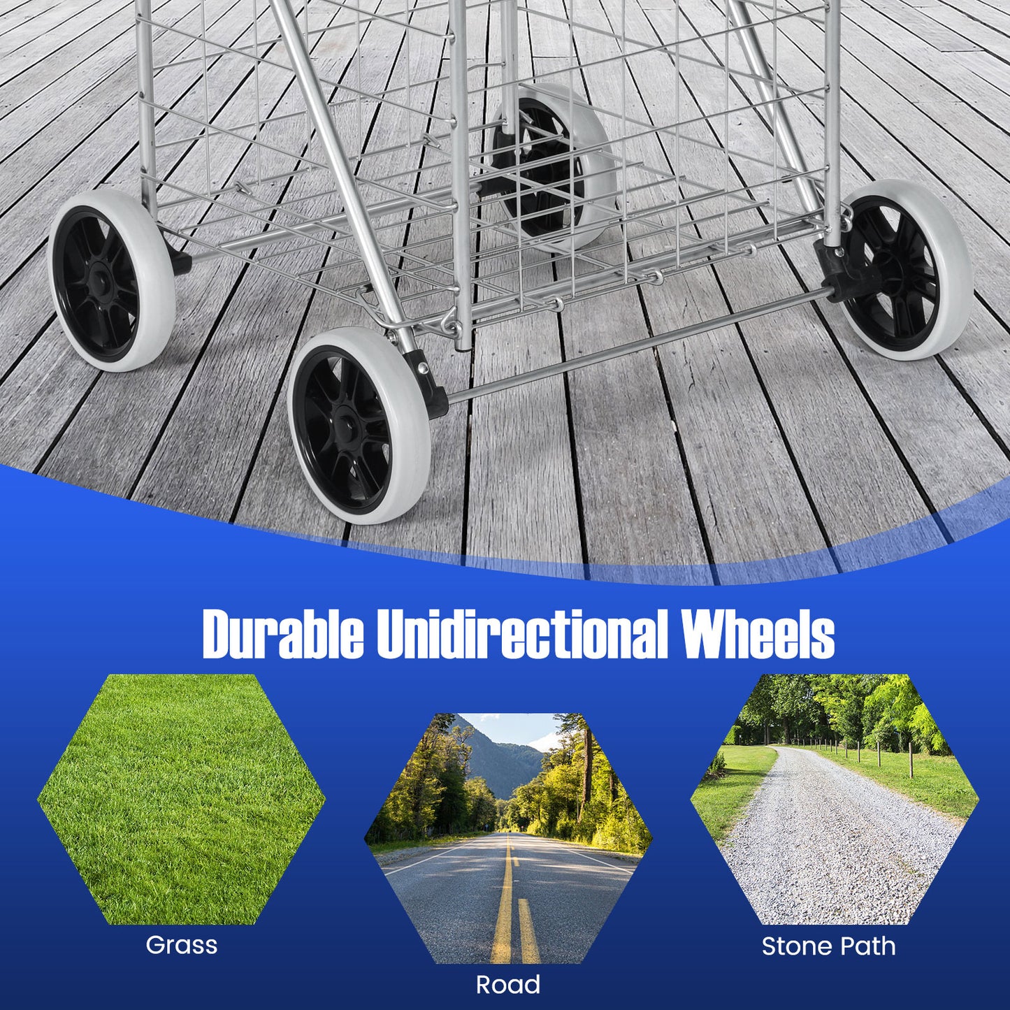 Portable Folding Shopping Cart Utility for Grocery Laundry, Silver Kitchen Tools at Gallery Canada