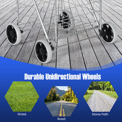 Portable Folding Shopping Cart Utility for Grocery Laundry, Silver Kitchen Tools at Gallery Canada