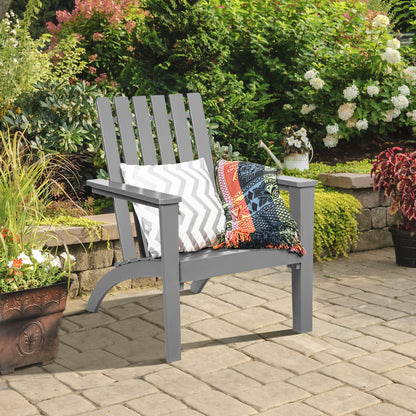 Outdoor Durable Patio Acacia Wood Adirondack Lounge Armchair, Gray Adirondack Chairs at Gallery Canada