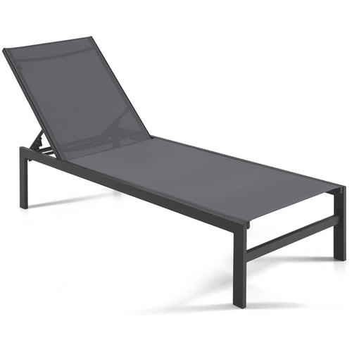 6-Position Chaise Lounge Chair, Rustproof Aluminium Frame, Gray