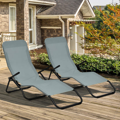 2 Pieces Folding Portable Patio Chaise Lounger with Rocking Design, Light Green Outdoor Chaise Lounges at Gallery Canada