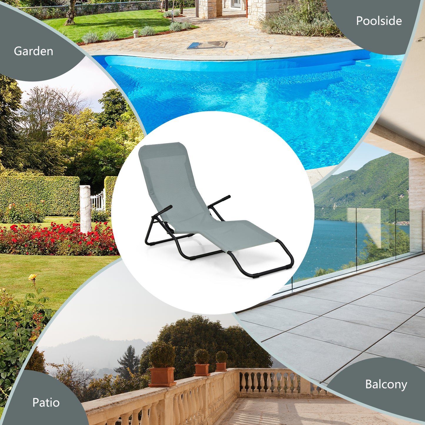 2 Pieces Folding Portable Patio Chaise Lounger with Rocking Design, Light Green Outdoor Chaise Lounges at Gallery Canada