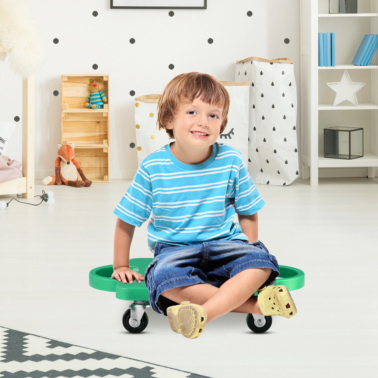 4 Pieces Kids Sitting Scooter Set with Handles and Non-marring Universal Casters, Multicolor - Gallery Canada