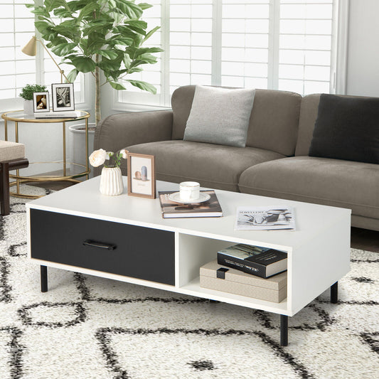 2-Tier Coffee Table with Storage, Black & White Coffee Tables Black & White at Gallery Canada