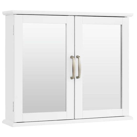 2-Tier Bathroom Mirror Cabinet, Wall-Mounted, White Wall Cabinets White at Gallery Canada