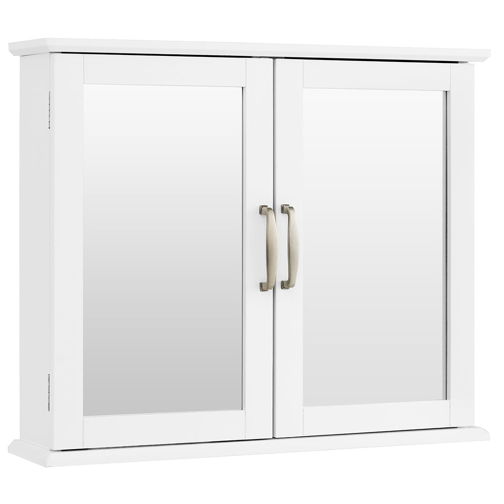 2-Tier Bathroom Mirror Cabinet, Wall-Mounted, White Wall Cabinets White at Gallery Canada