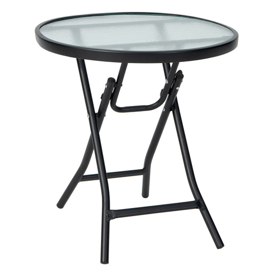 Patio Side Table, Tempered Glass Tabletop, Black Patio Coffee Tables Black at Gallery Canada