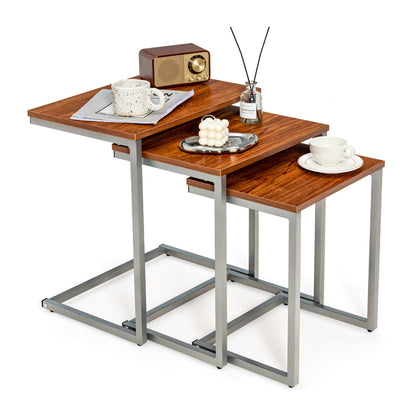 3 Pieces Multifunctional Coffee End Table Set, Brown End & Side Tables at Gallery Canada