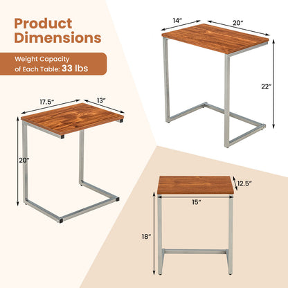3 Pieces Multifunctional Coffee End Table Set, Brown End & Side Tables at Gallery Canada