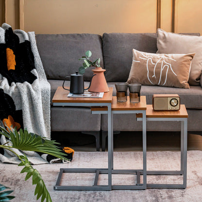 3 Pieces Multifunctional Coffee End Table Set, Brown End & Side Tables at Gallery Canada