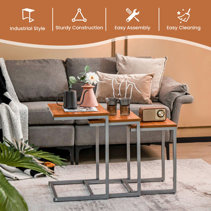 3 Pieces Multifunctional Coffee End Table Set, Brown End & Side Tables at Gallery Canada