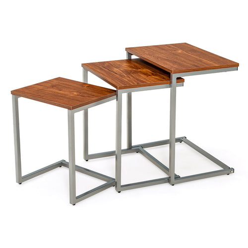 3 Pieces Multifunctional Coffee End Table Set, Brown