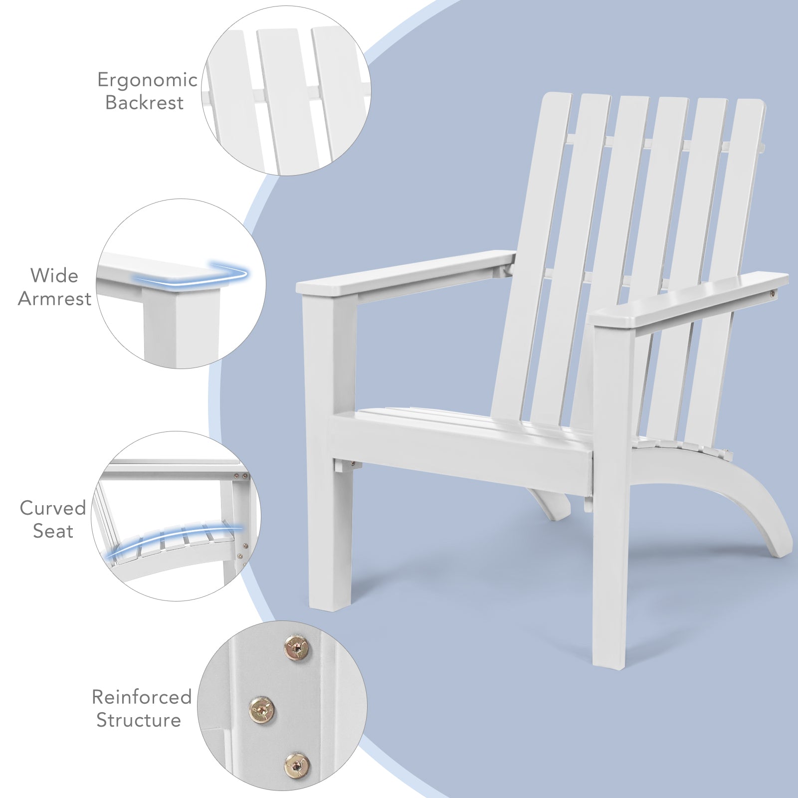 Acacia Wood Adirondack Armchair, White Adirondack Chairs at Gallery Canada