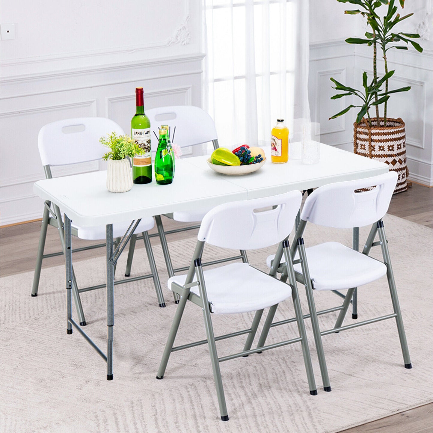 3-Level Height Adjustable Folding Table, White Camping Furniture at Gallery Canada